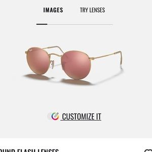 gold rimmed copper flash round sunglasses.